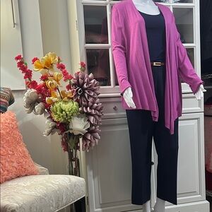 Women's magenta Open-Front Draped Camisole Cardigan - Lightweight Layer